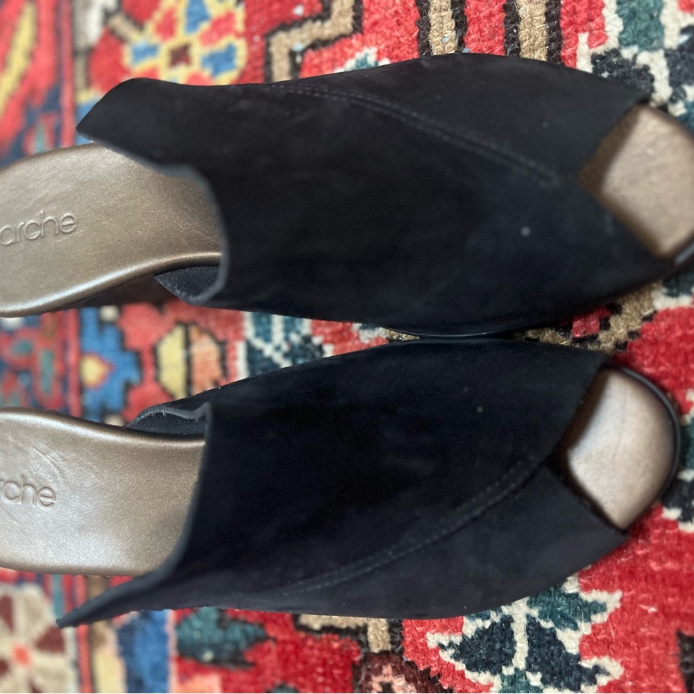 Arche Black Mules Elegant Suede Slip-On